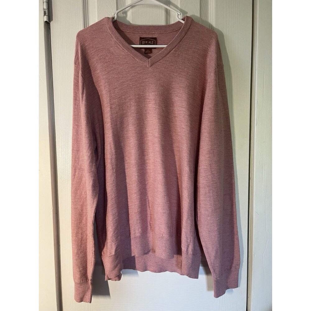 Red Ale by Alesbury Men’s M Pink Cotton Knit Sweater Pullover Crew Neck Casual